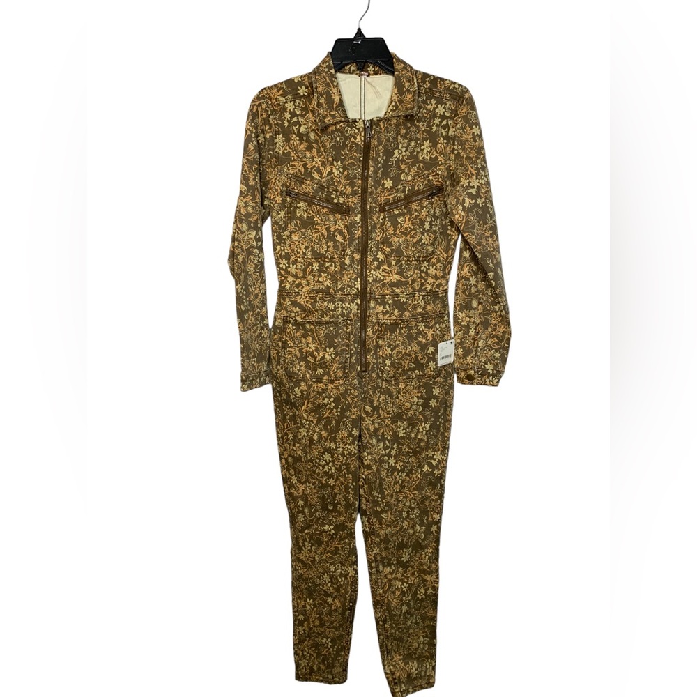 NWT Free People Lennox Printed Jumpsuit Cappuccino Combo Size Small - Picture 5 of 13